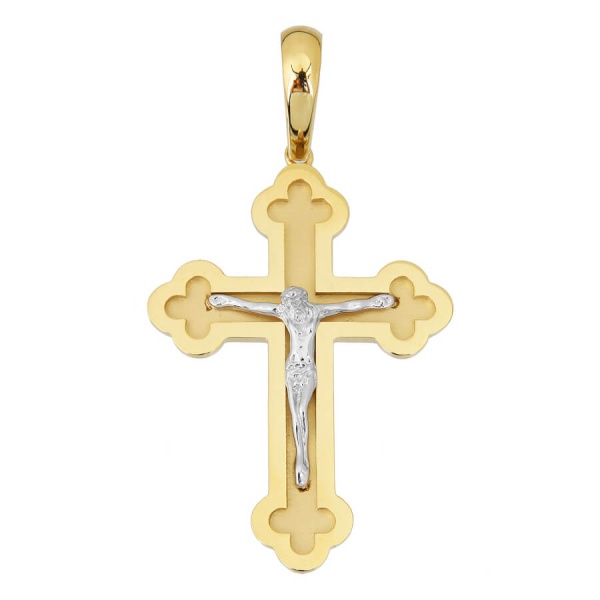 Anhänger Kreuz Orthodox XXL mit Korpus 585 Gold E12752